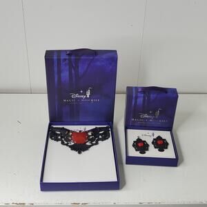 Disney Parks Evil Queen Poison Apple Necklace Earrings Magic & Mischief Set Box
